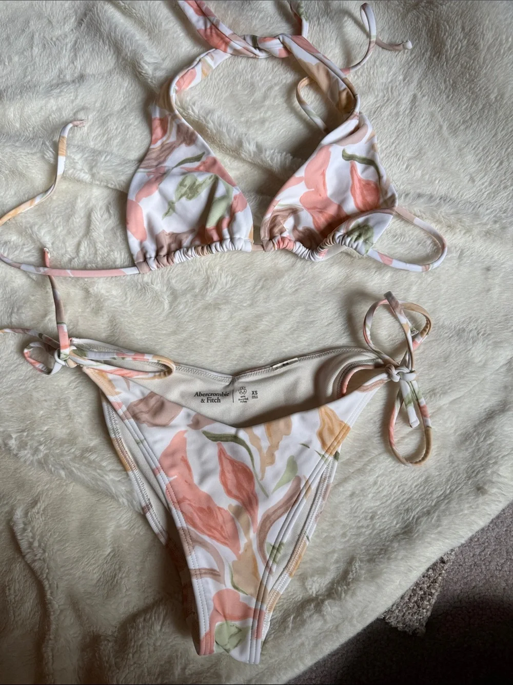 Abercrombie & Fitch Pink White Floral Side Tie Multiway Bikini Matching Set - Picture 7 of 7